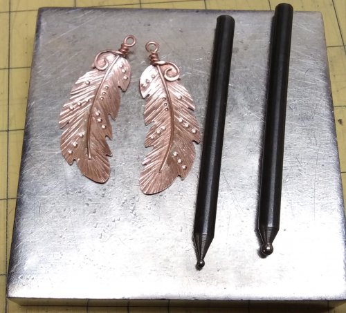 Judy Larson's Copper Feather Earrings - , Metalwork, Butane Torch, Soldering, Solder, copper feather earrings